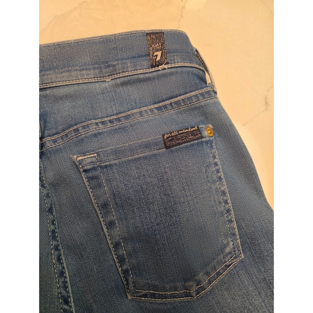 7 For All Mankind The Skinny Crop & Roll Medium Wash Stretch Jeans Size 25 - Picture 7 of 10